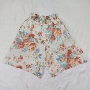 CHAUS PETITES WOMEN'S VINTAGE FLORAL PULL ON CULOTTE ELASTIC WAIST SHORTS SIZE 6